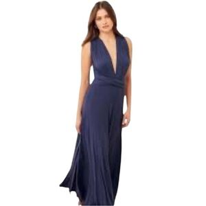 Lulu's trick of the trade Deep navy Blue deep vee Evening Gown
